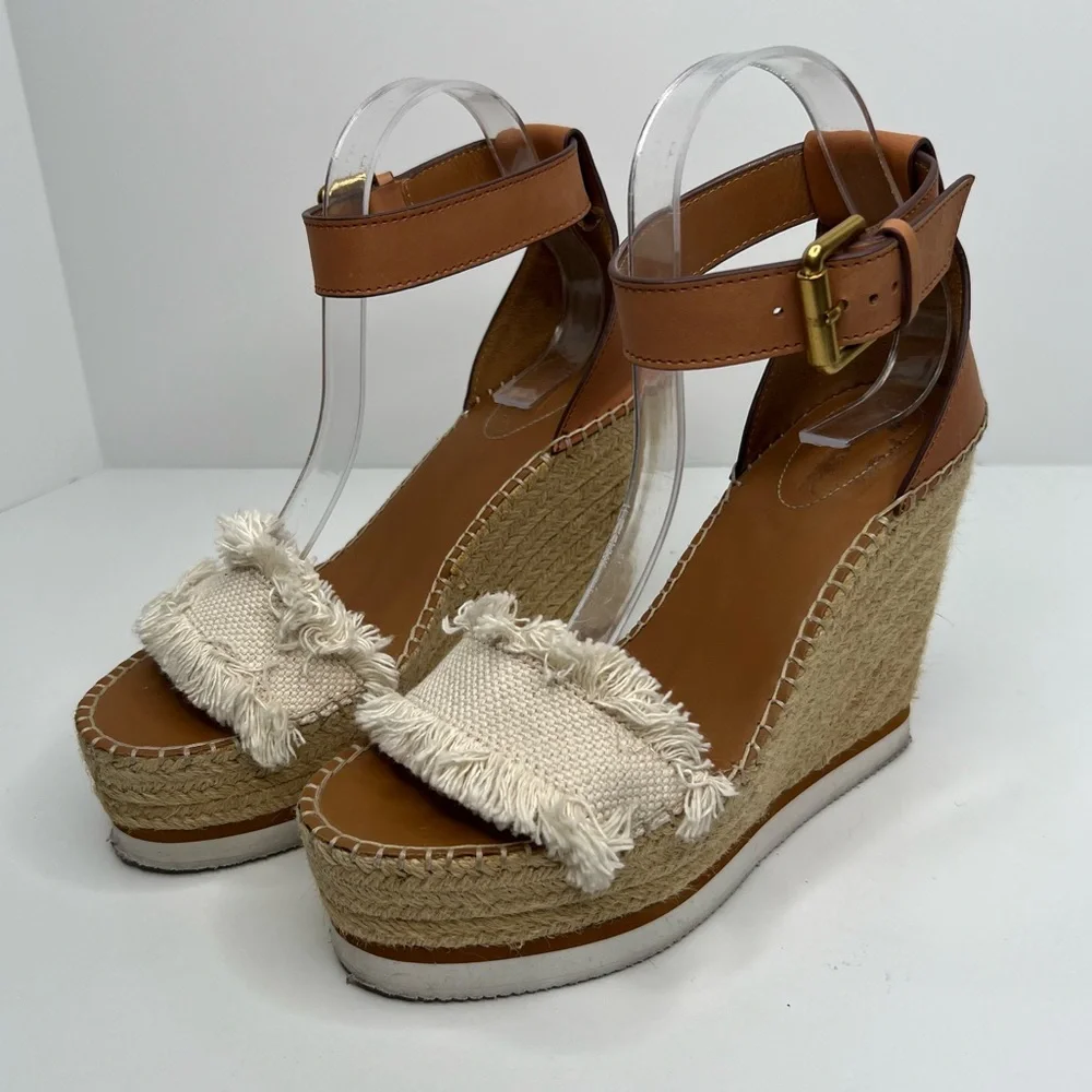 See By Chloe Glyn Espadrille Wedge Sandals Size EU 39